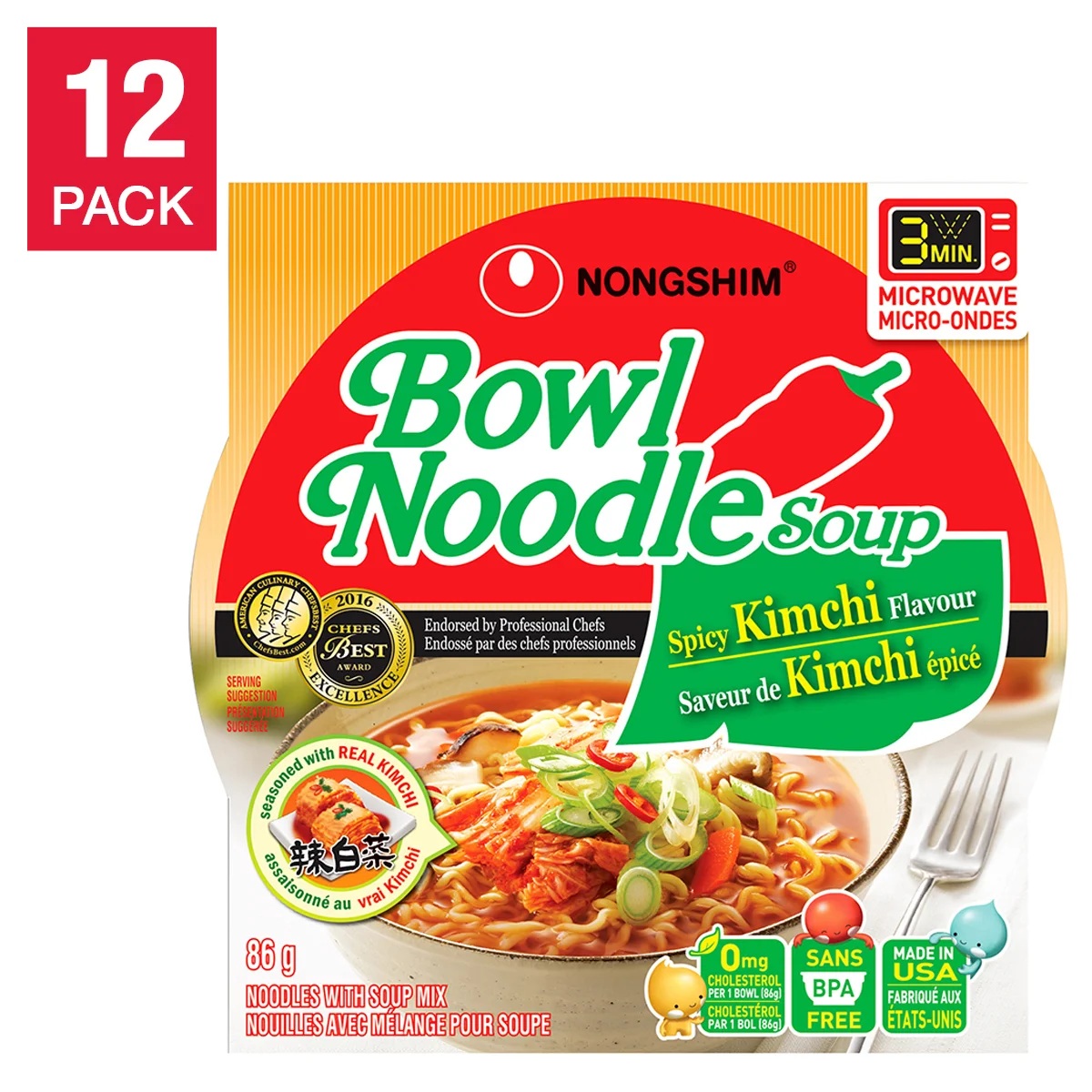 NONGSHIM SPICY KIMCHI NOODLE SOUP 12 X 86G