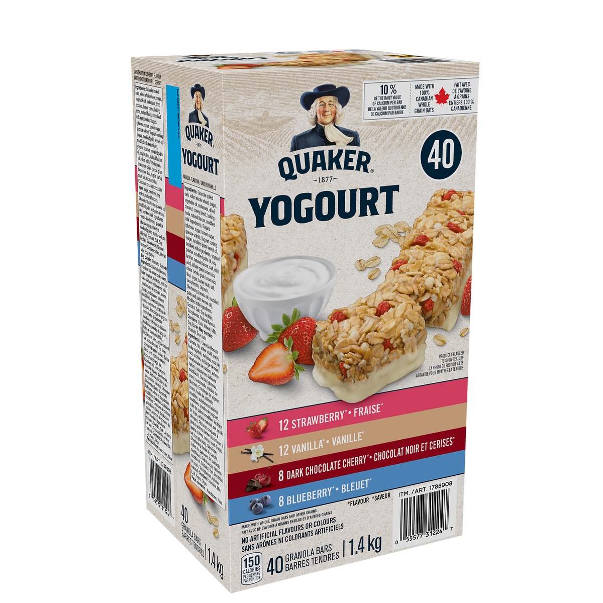 QUAKER YOGURT GRANOLA BARS 40 X 31 GR