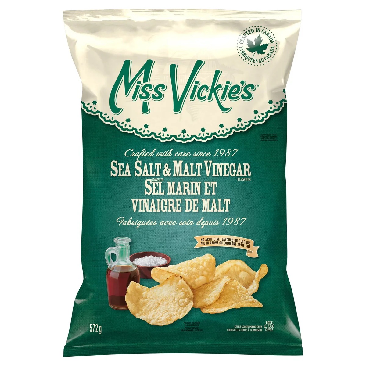 MISS VICKIE'S SEA SALT & MALT VINEGAR CHIPS 572G