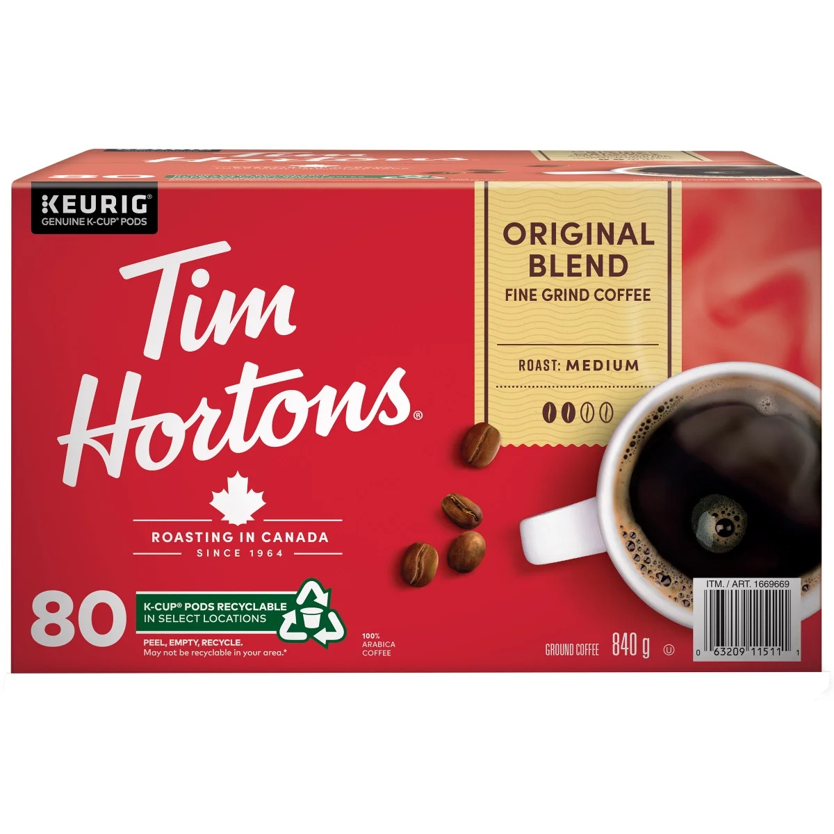 TIM HORTONS ORIGINAL BLEND COFFEE K-CUPS 80'S