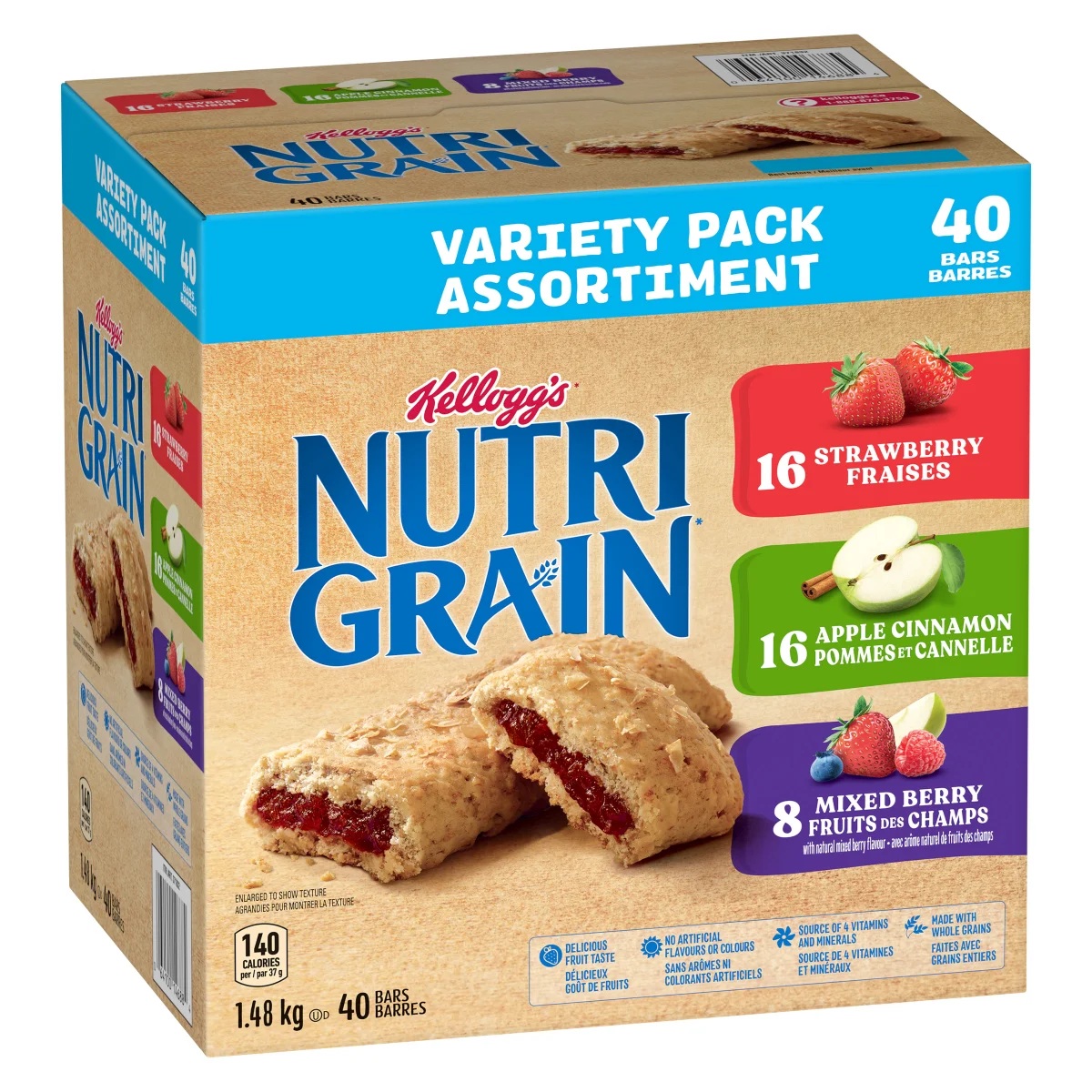 KELLOGG'S NUTRIGRAIN BARS 40 X 37G