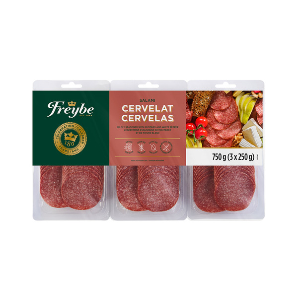 FREYBE ASSORTED SLICED CERVELAT 3 X 250GR