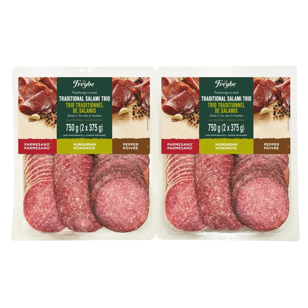 FREYBE SLICED SALAMI VARIETY PACK 2 X 375G