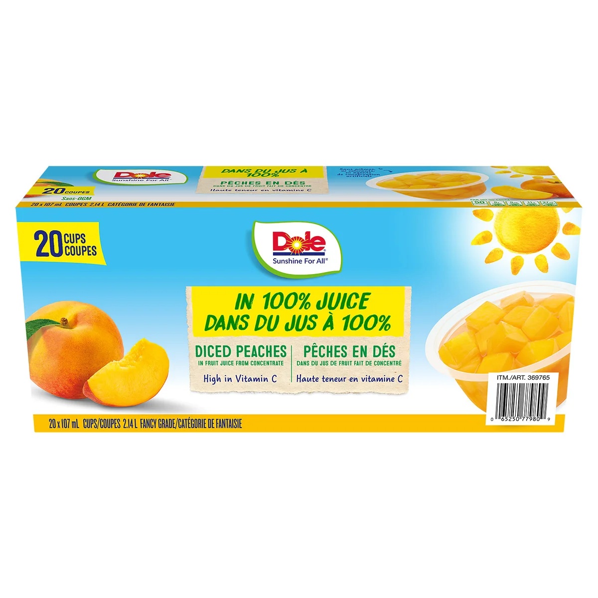 DOLE DICED PEACH FRUIT CUP 20 X 107 ML