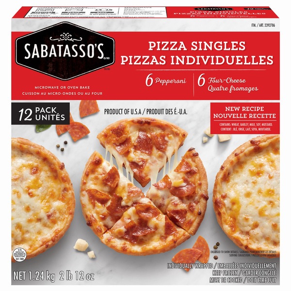 SABATASSO'S PEPPERONI/4-CHEESE VARIETY PIZZA SINGLES 1.24 KG