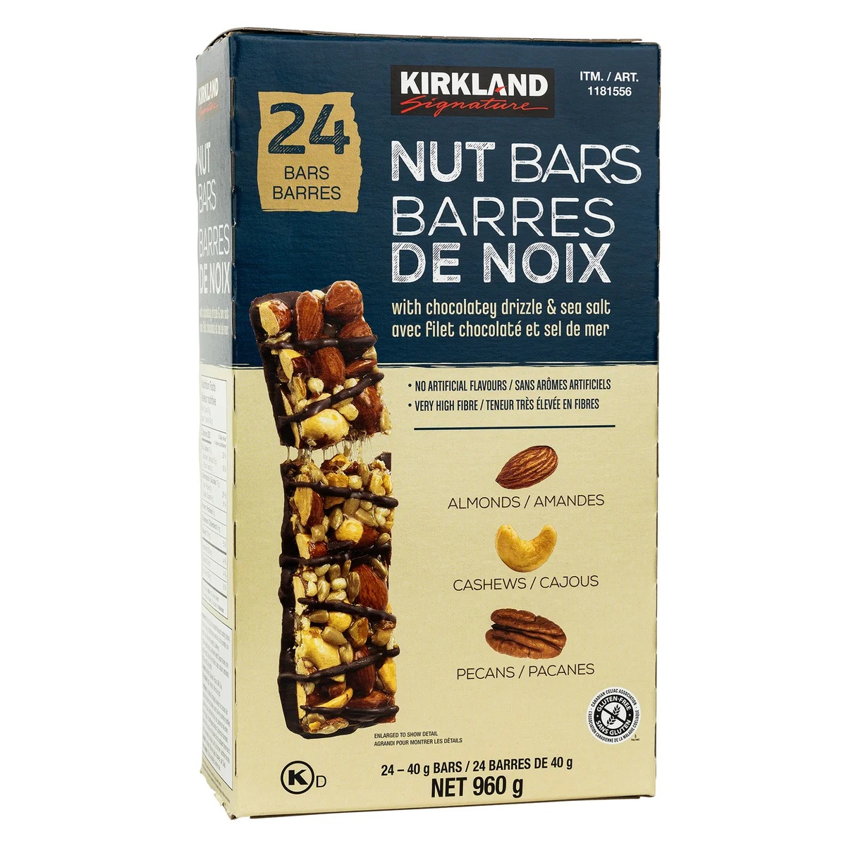 KIRKLAND SIGNATURE NUT BARS WITH CHOCOLATE DRIZZLE 24 X 40G