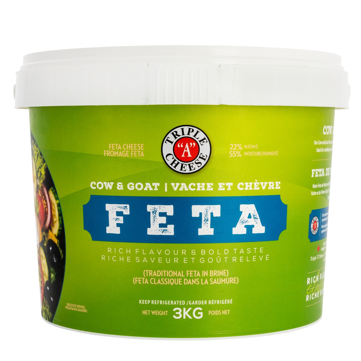 TRIPLE A COW & GOAT FETA CHEESE 3 KG