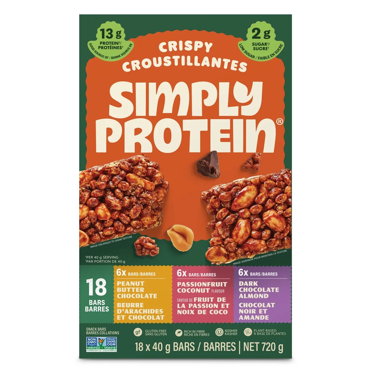 SIMPLY PROTEIN PLANT-BASED PROTEIN BARS VARIETY PACK 18 X 40 G