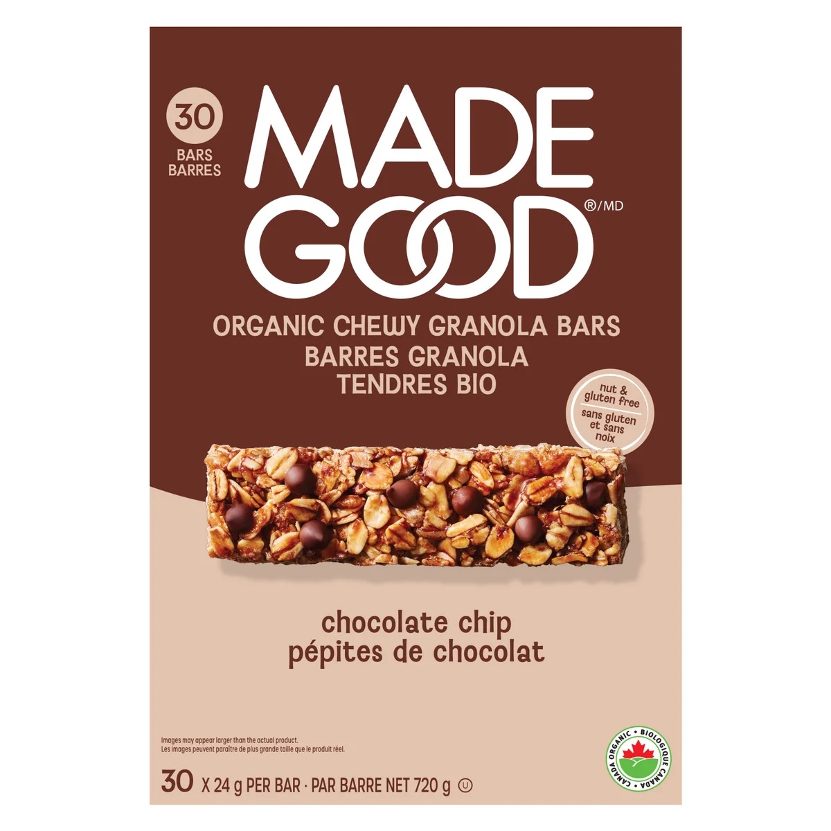 MADE GOOD CHOCOLATE CHIP GRANOLA BARS 30 X 24 GR