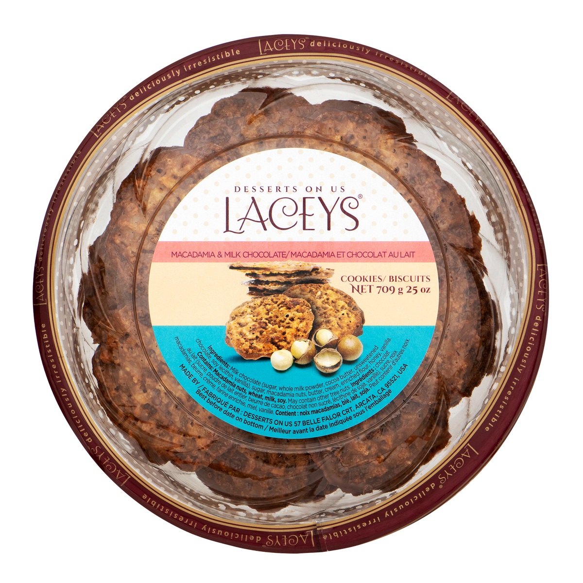 LACEY'S MILK CHOCOLATE & MACADAMIA NUT COOKIES 709 GR
