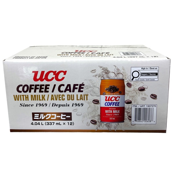 UESHIMA COFFEE CO ORIGINAL BLEND COFFEE WITH MILK 12 X 337ML