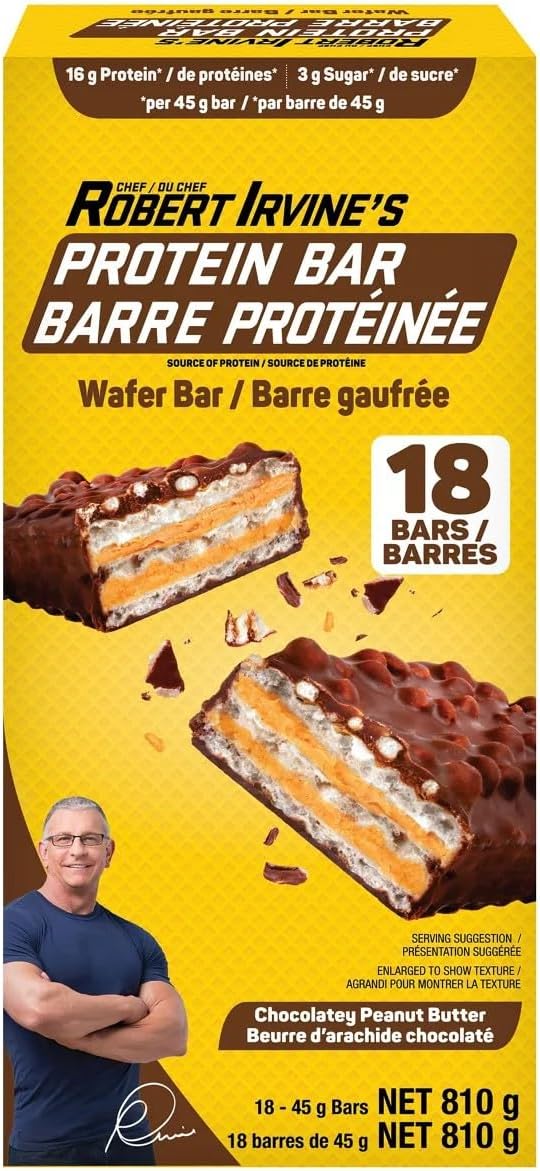 ROBERT IRVINE FITCRUNCH PEANUT BUTTER WAFER PROTEIN BARS 18'S
