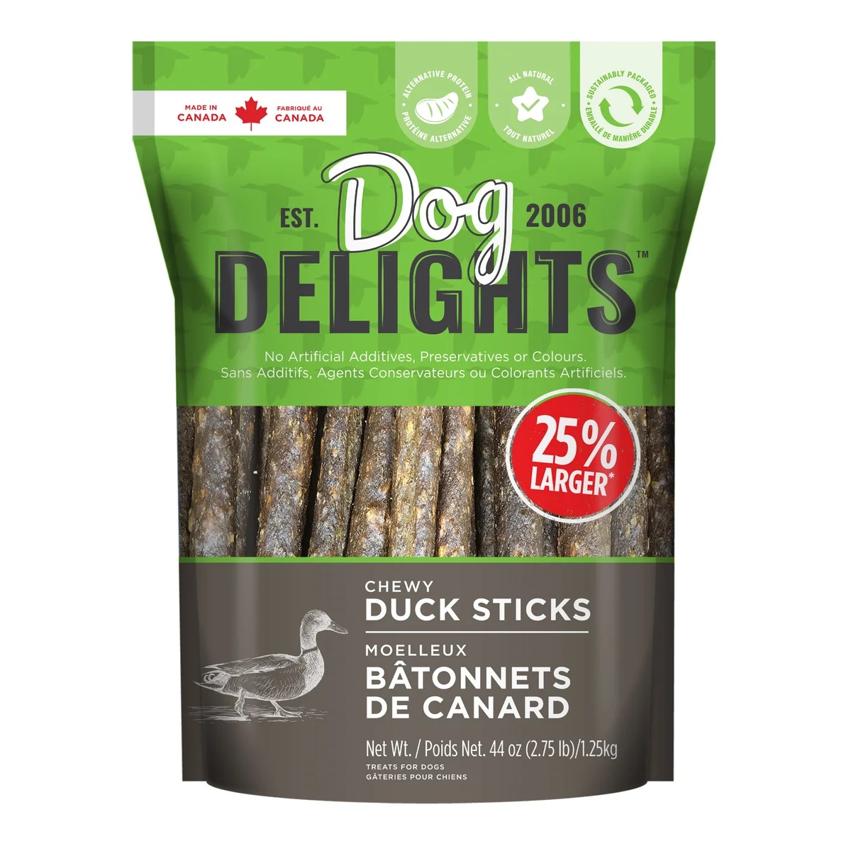 DOG TREAT DUCK STICKS 1.25 KG