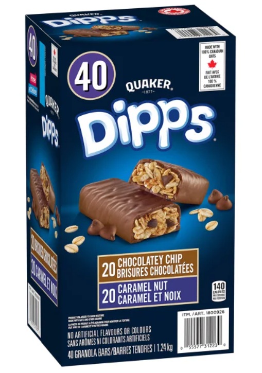 QUAKER CHOCOLATE CARAMEL DIPPS GRANOLA BARS 40 CT