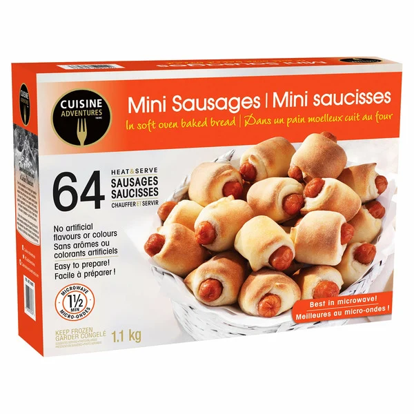 CUISINE ADVENTURES BREAD-WRAPPED MINI SAUSAGES 64CT 500 GR