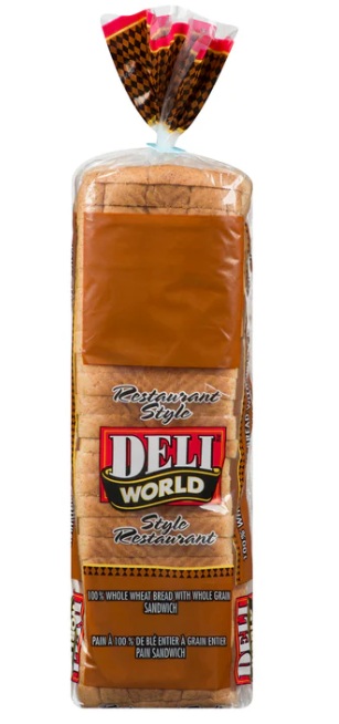 DELI WORLD 100% WHOLE WHEAT SANDWICH BREAD 900G