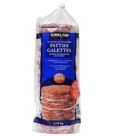 KIRKLAND LEAN BEEF BURGERS 24CT 2.72 KG