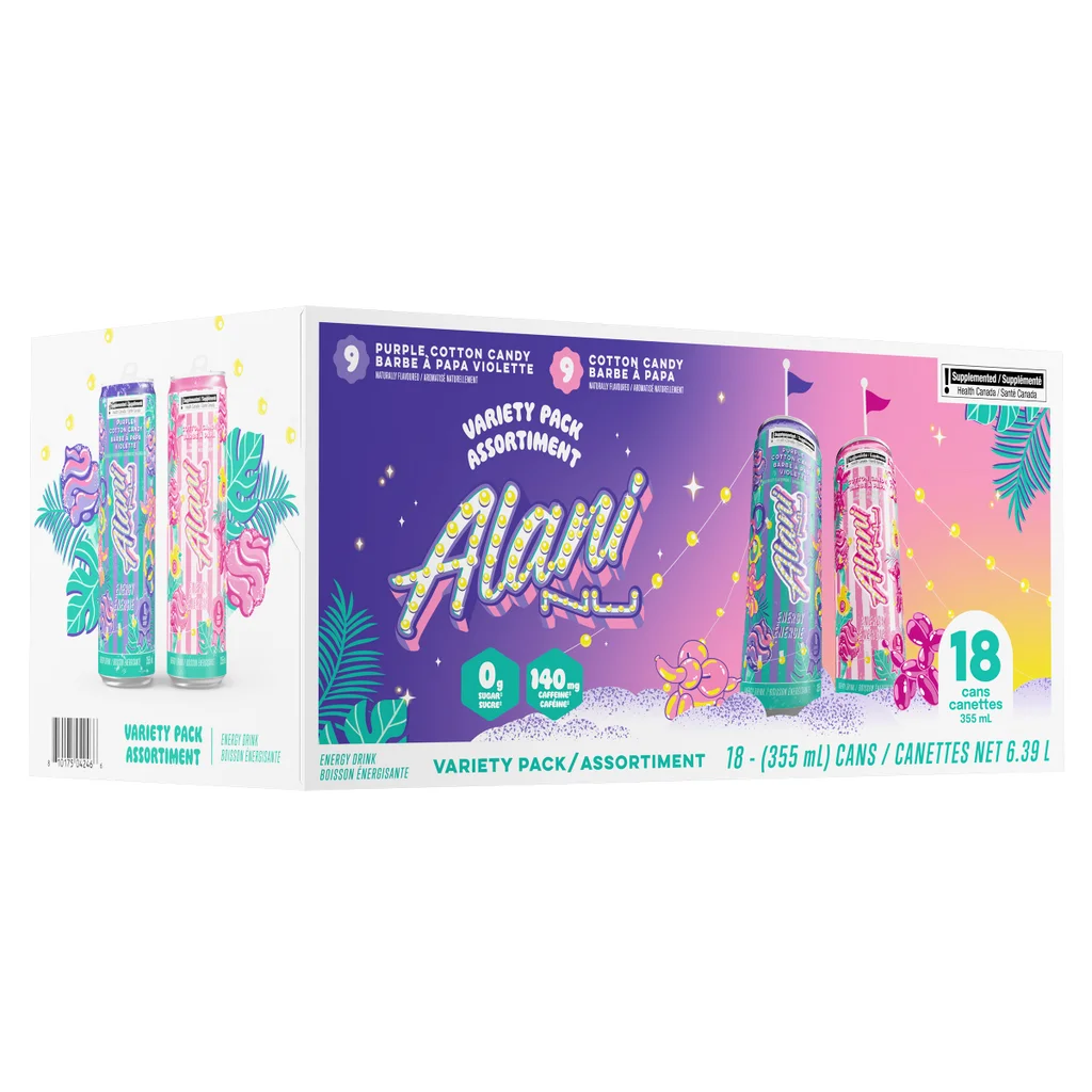 ALANI NU ENERGY DRINK COTTON CANDY VARIETY PACK 18 X 355 ML