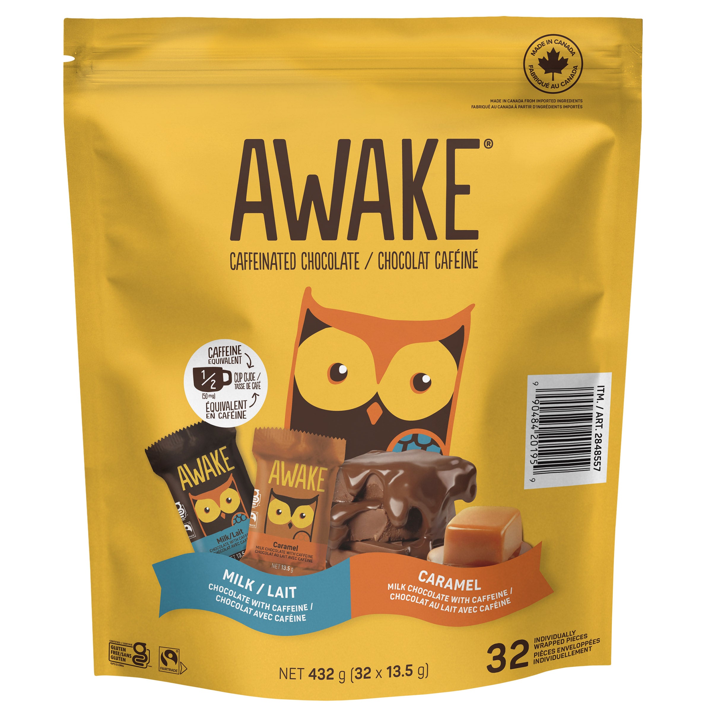 AWAKE CAFFEINATED CHOCOLATE VARIETY PACK 32 X 13.5G