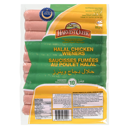 HARVEST CREEK HALAL CHICKEN WIENERS JUMBO 900G