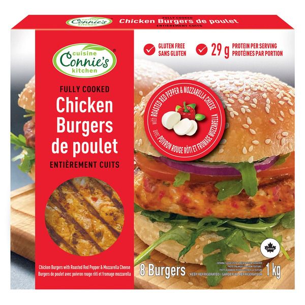 CONNIE'S KITCHEN MOZZARELLA RED PEPPER BURGERS 1KG