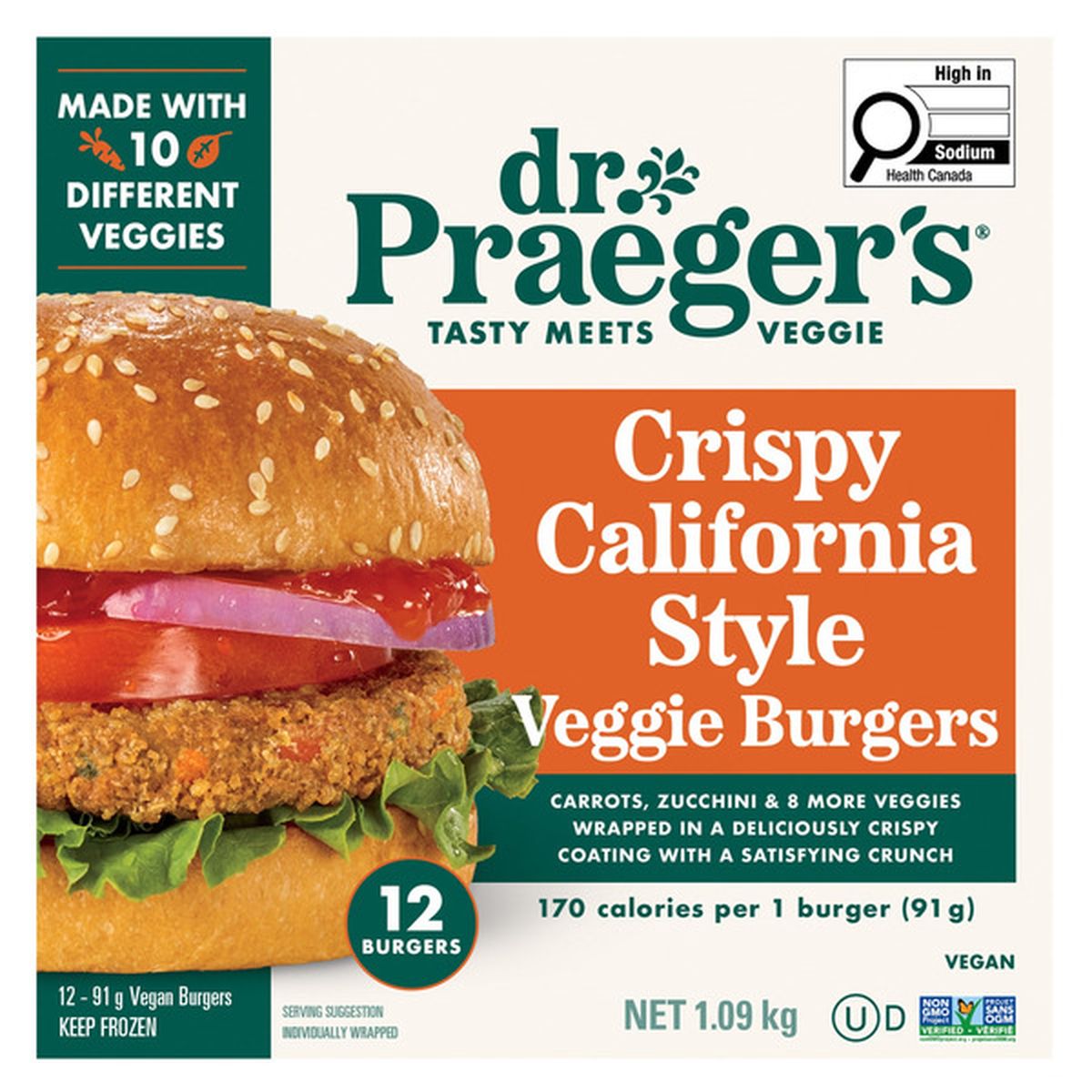 DR. PRAEGER CALIFORNIA VEGGIE BURGERS 12 X 91 GR
