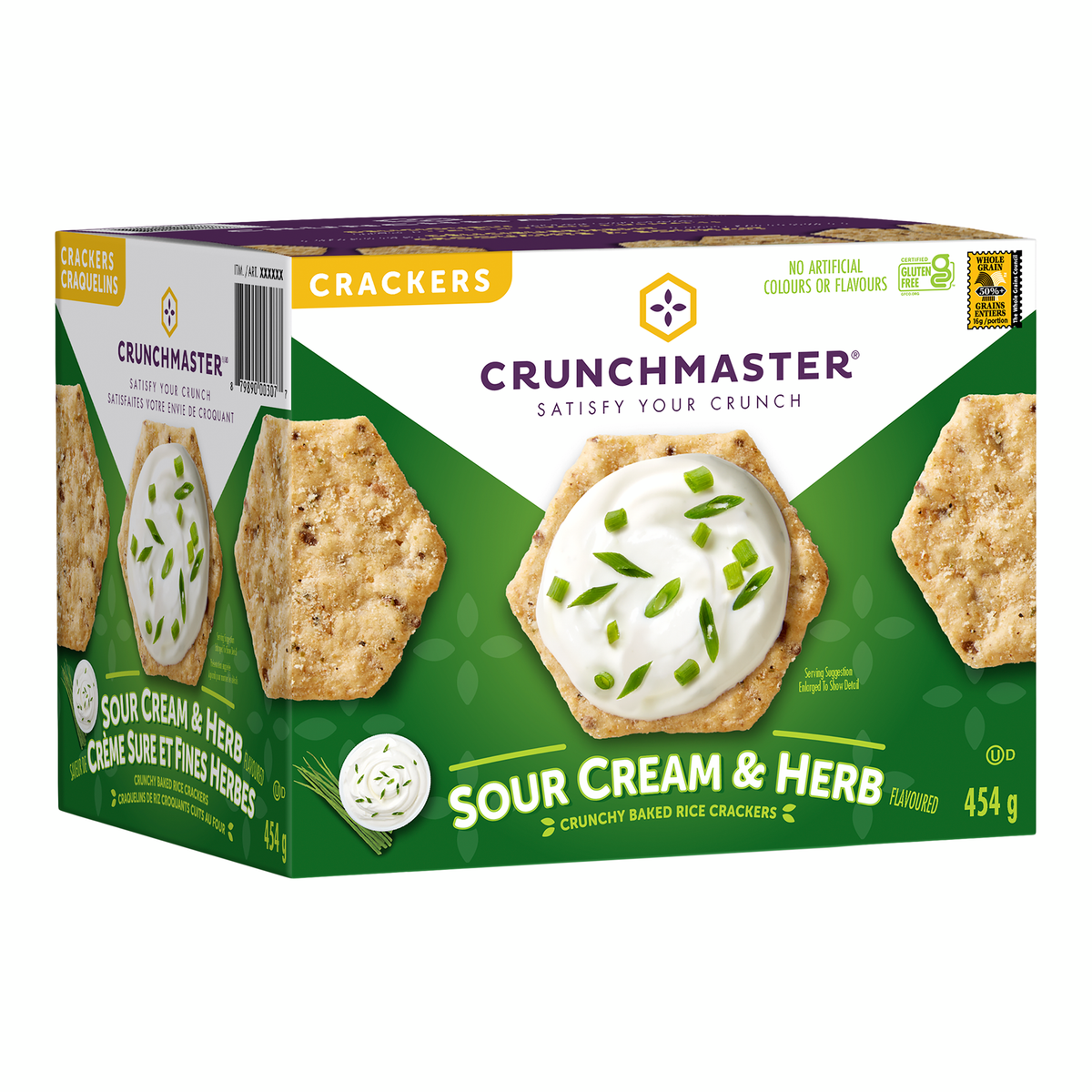 CRUNCHMATER SOUR CREAM & HERB CRACKERS 454 GR