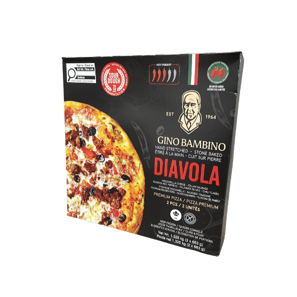 GINO BAMBINO HAND-STRETCHED PREMIUM DIAVOLA PIZZA 2 X 663G