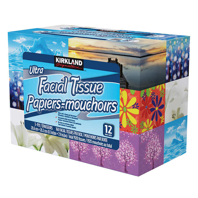 KIRKLAND 3PLY FACE TISSUE 12 X 160 SHTS