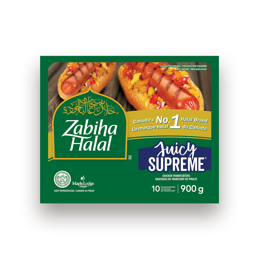 ZABIHA HALAL FRANKFURT CHICKEN SUPREME SAUSAGES 900G