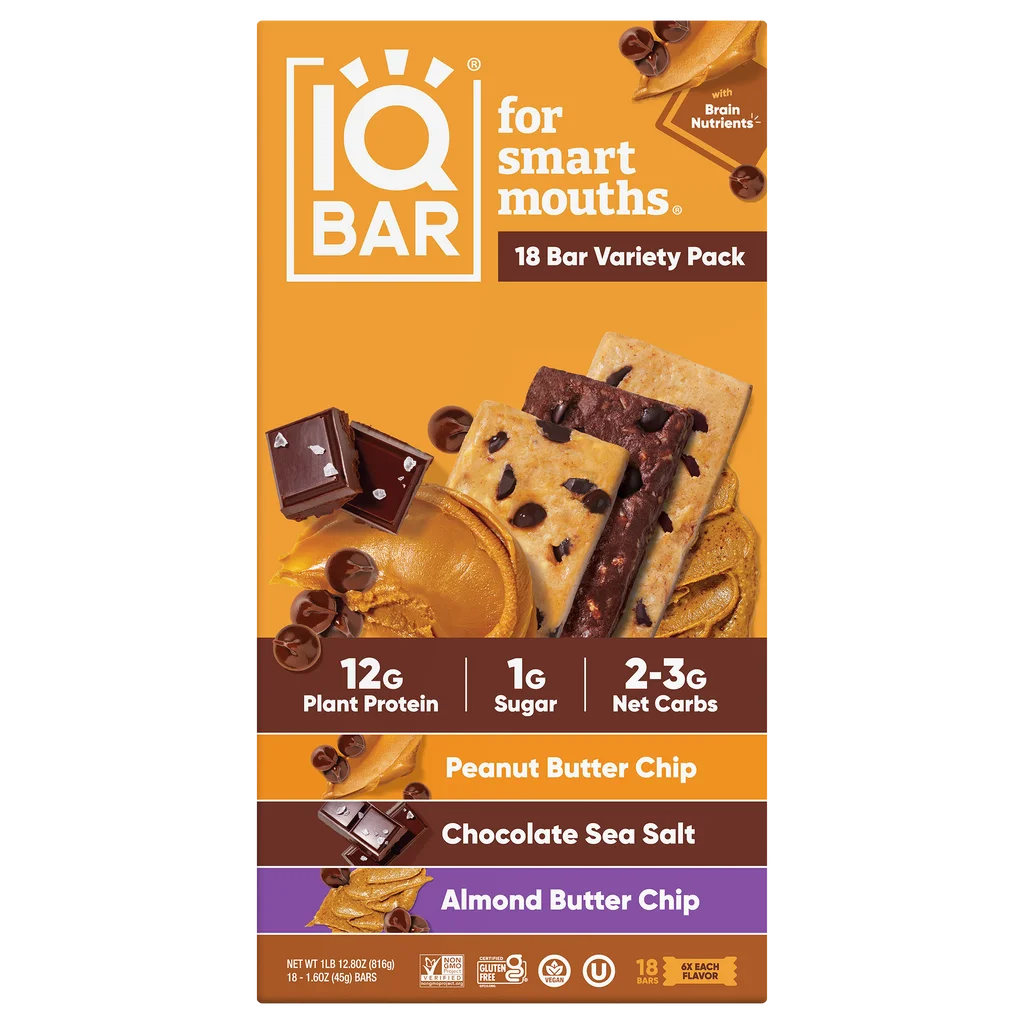 IQ BAR CHOCOLATE PROTEIN BAR VARIETY PACK 18 X 45G
