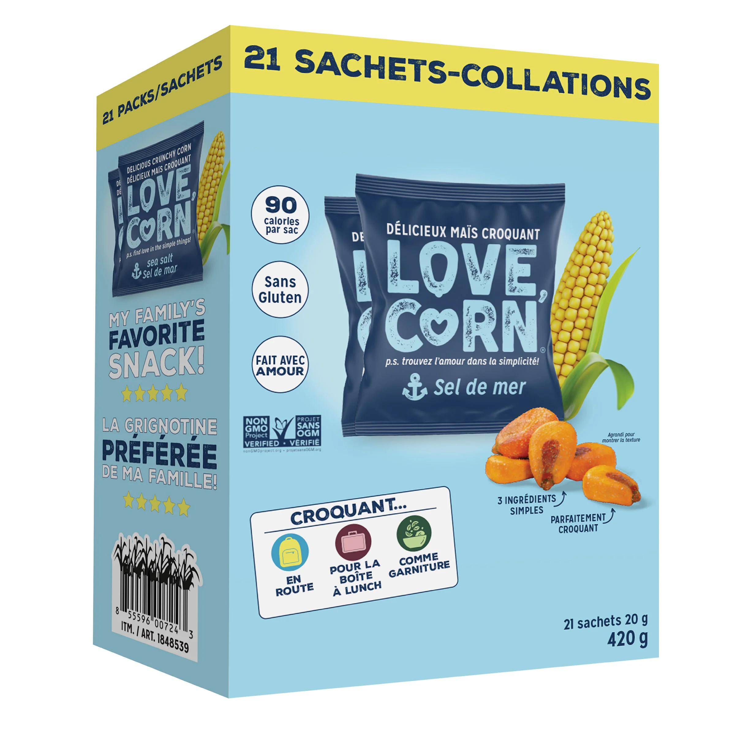 LOVE CORN SEA SALT CORN SNACKS 21 X 20GR