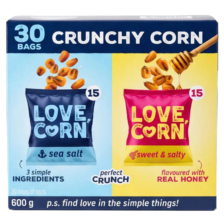 LOVE CORN VARIETY CORN SNACKS 30 X 20GR