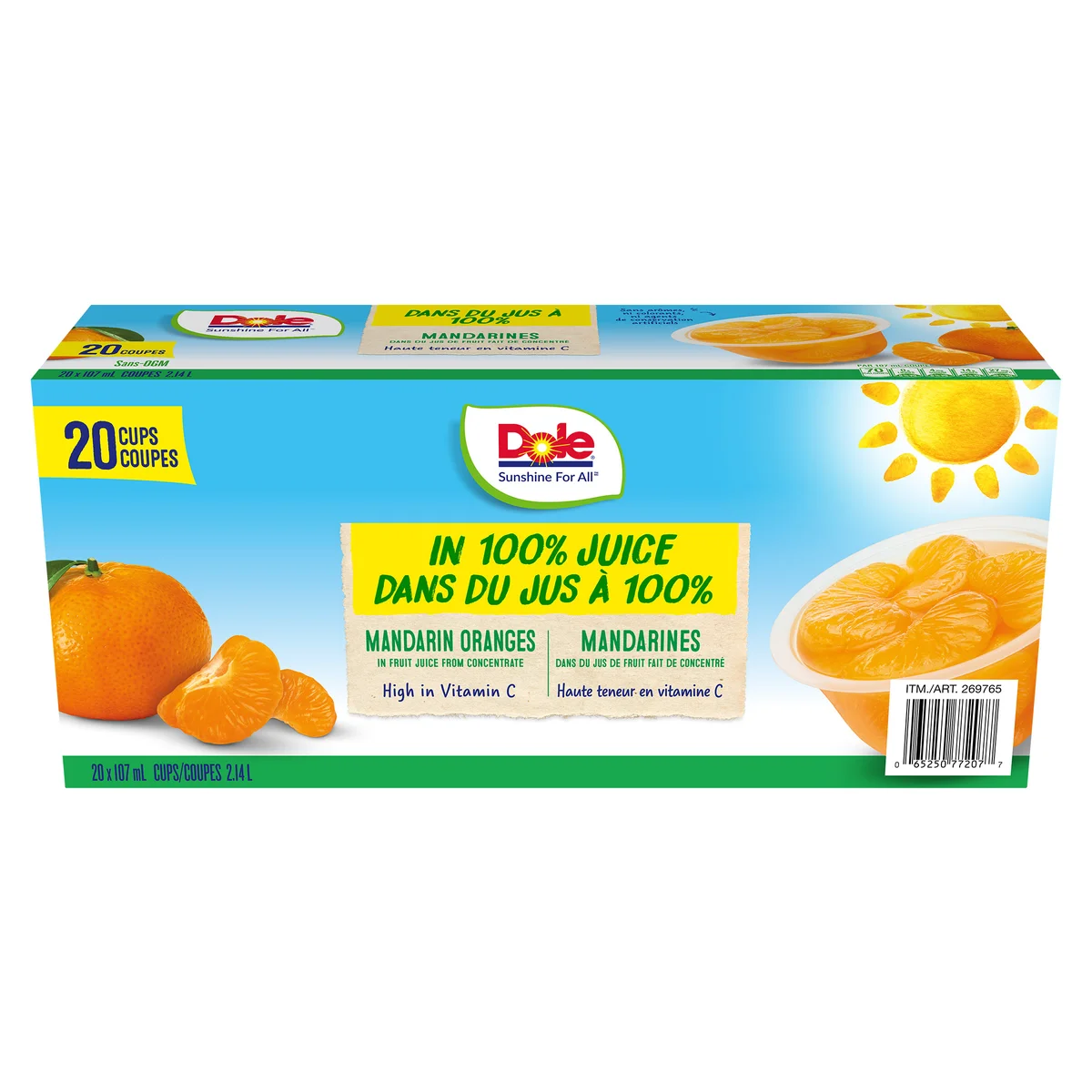 DOLE MANDARIN FRUIT CUPS 20 X 107 ML