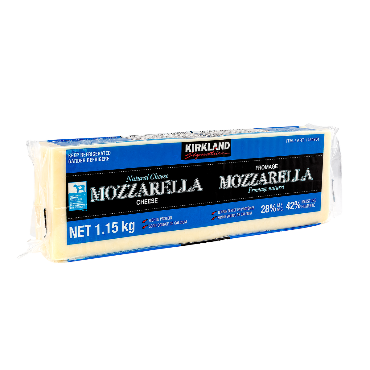 KIRKLAND MOZZARELLA CHEESE 1.15 KG