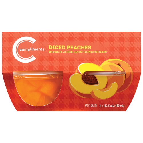 COMPLIMENTS PEACH CUPS IN JUICE 6 X 4 X 112.5ML