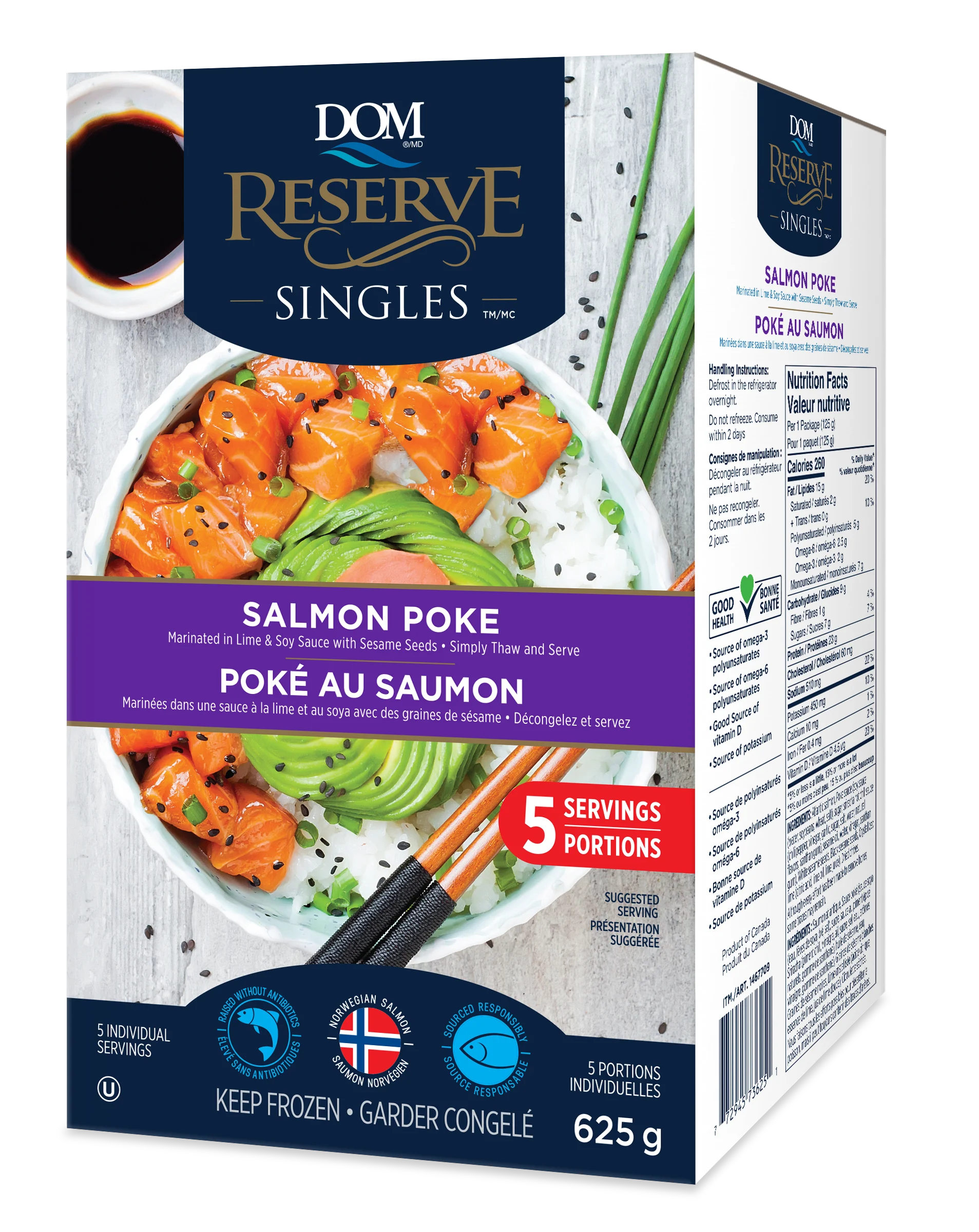 DOM RESERVE FROZEN SALMON POKE SINGLES 625 GR