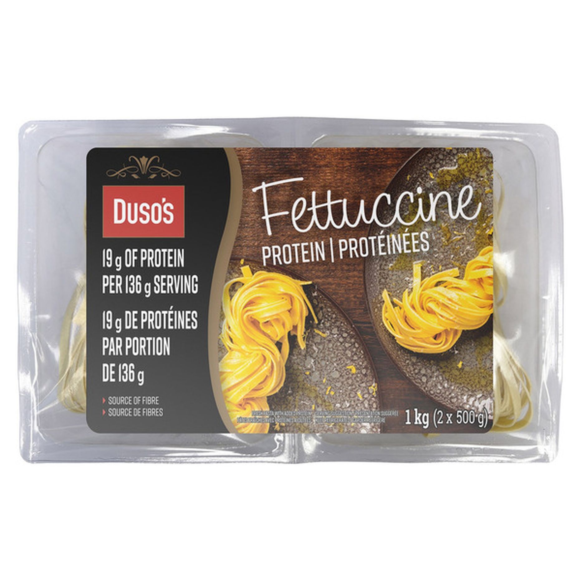 DUSO'S PROTEIN FETTUCINE NOODLES 2 X 500G