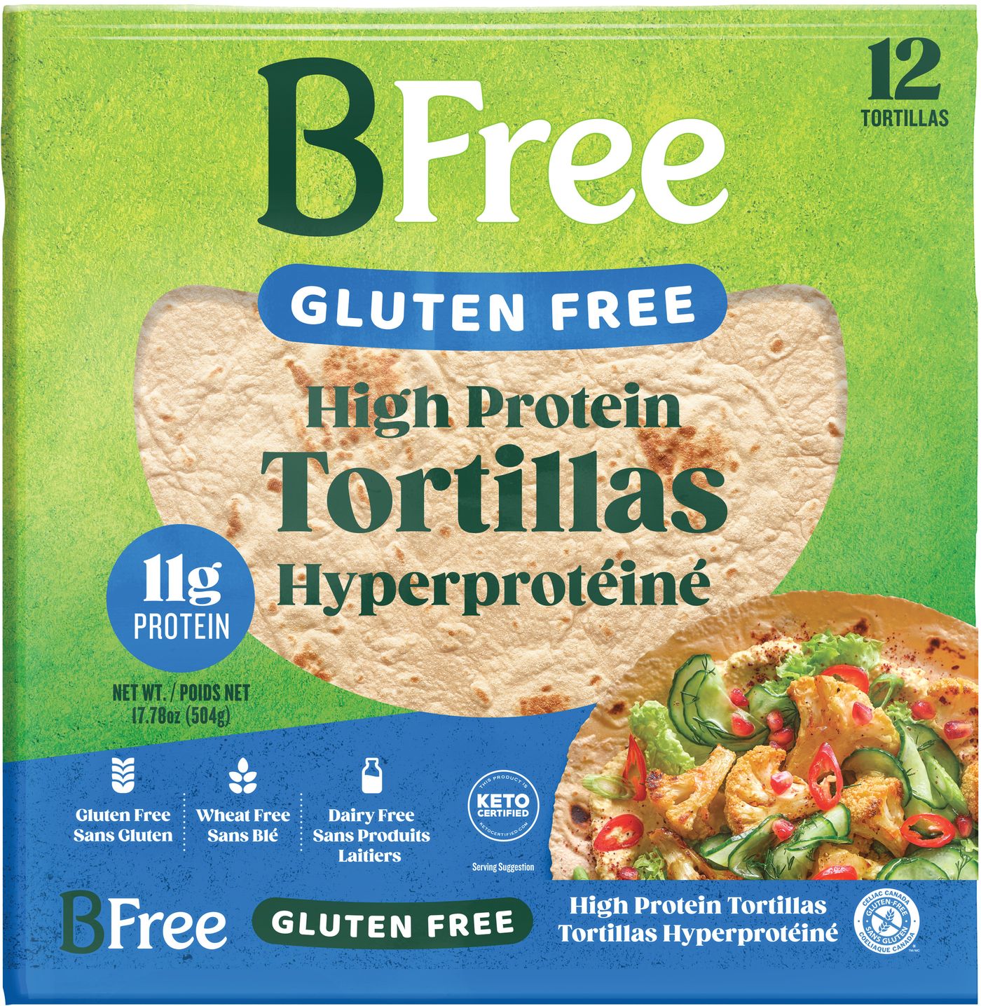 BFREE GLUTEN FREE DAIRY FREE HIGH PROTEIN TORTILLAS 12CT
