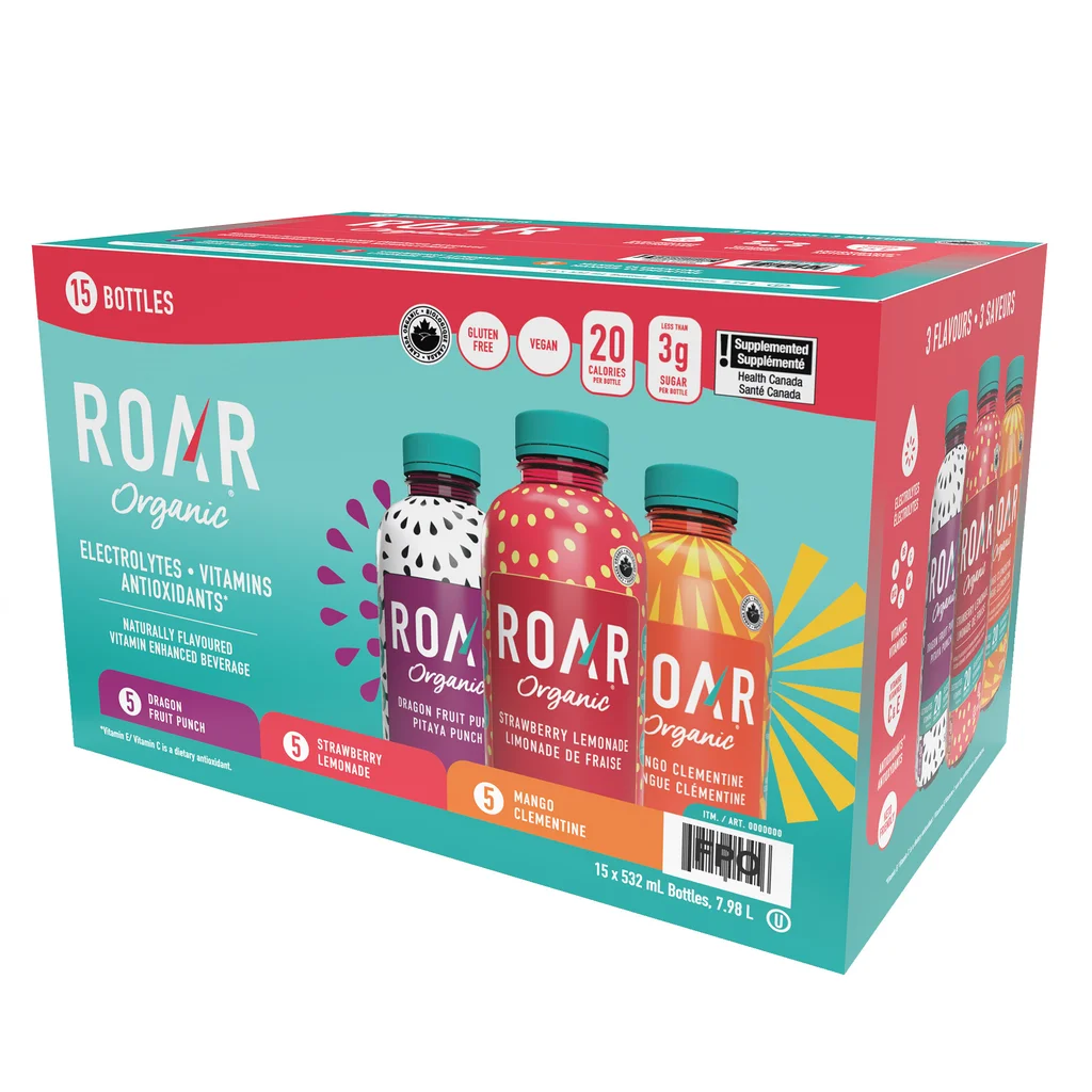 ROAR ORGANIC ANTIOXYDANT ELECTROLYTE VITAMIN WATER VARIETY 15 X 532ml