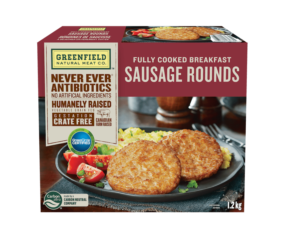 GREENFIELD COOKED PORK SAUSAGE PATTIES 1.5 KG