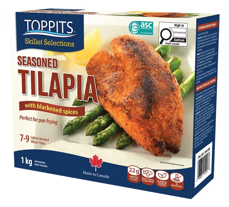 TOPPITS SEASONED TILAPIA WITH BLACKENED SPICES 1KG