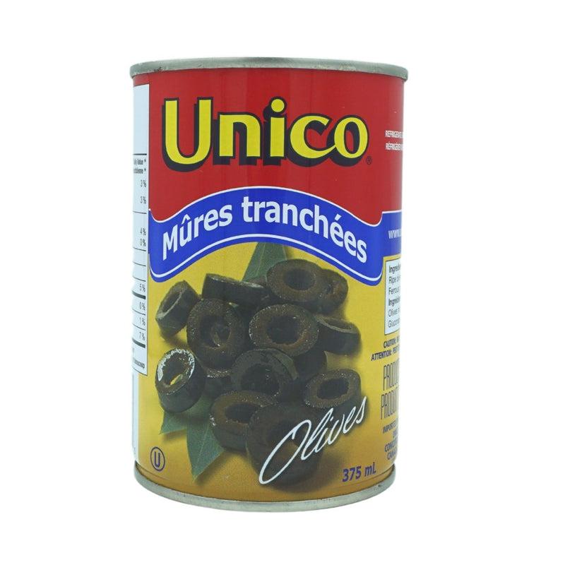 UNICO SLICED BLACK OLIVES 375 ML