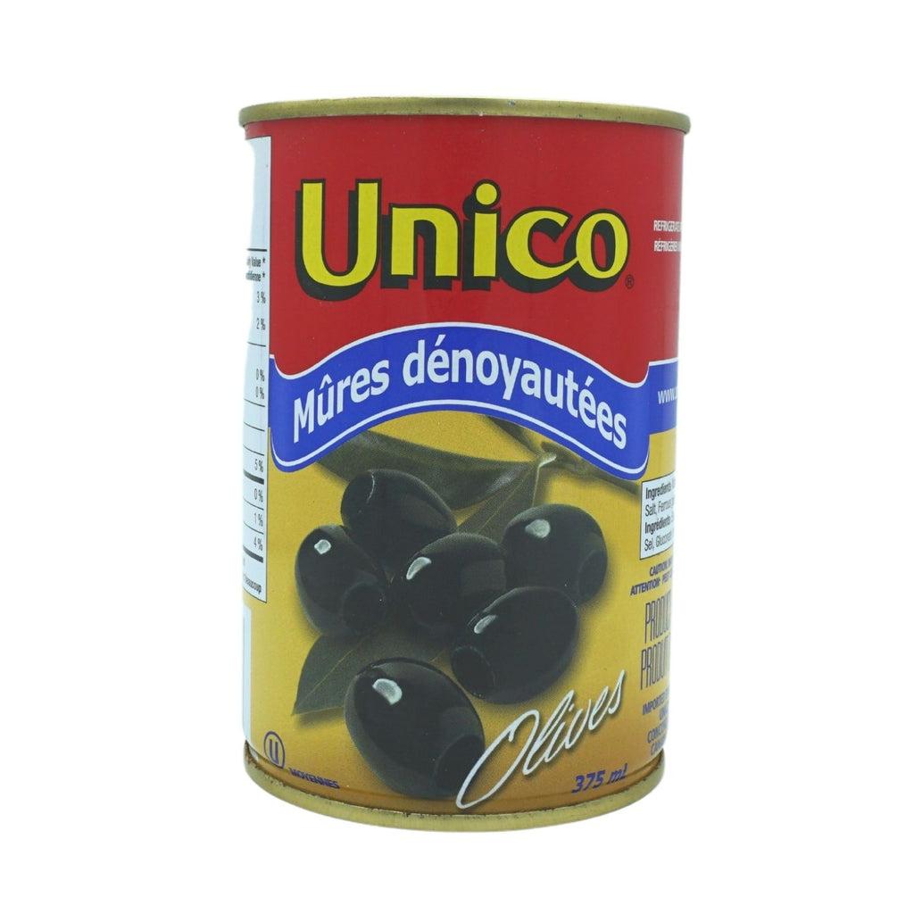 UNICO MEDIUM BLACK PITTED OLIVES 375 ML