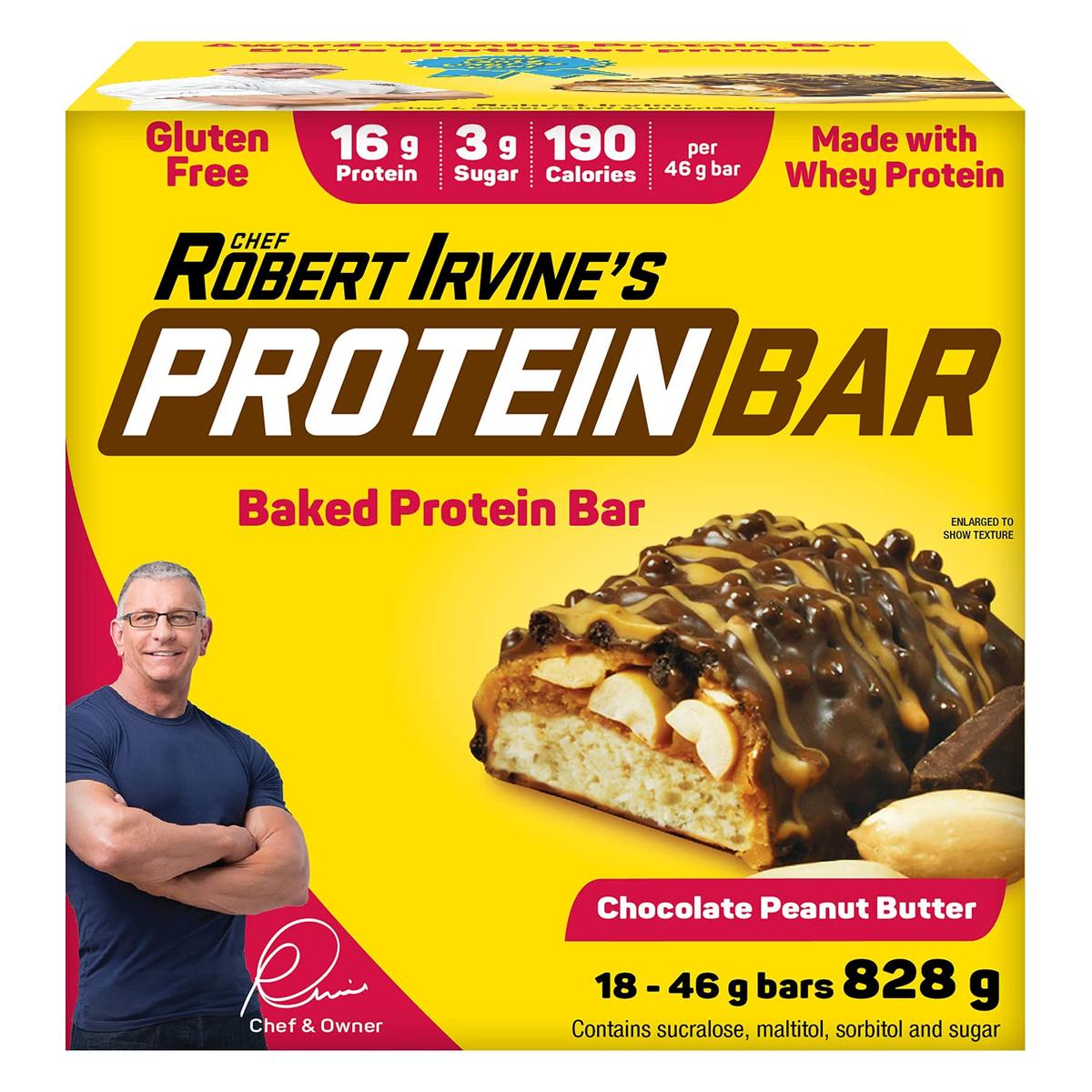 ROBERT IRVINE PEANUT BUTTER CHOCOLATE PROTEIN BARS 18'S